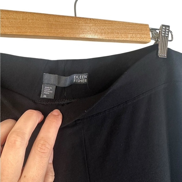 Eileen Fisher | Black Stretch Pull On Pants | Elastic Waist | Straight Leg | M - Picture 3 of 6